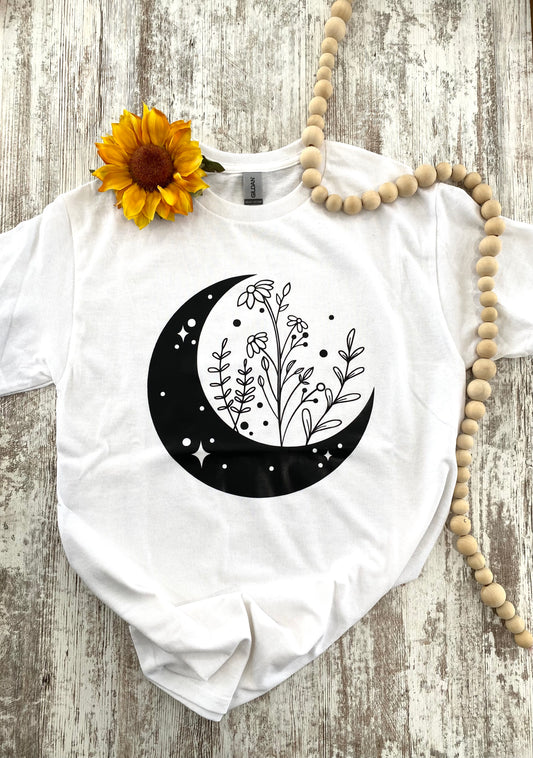 Boho Moon Floral Graphic tee